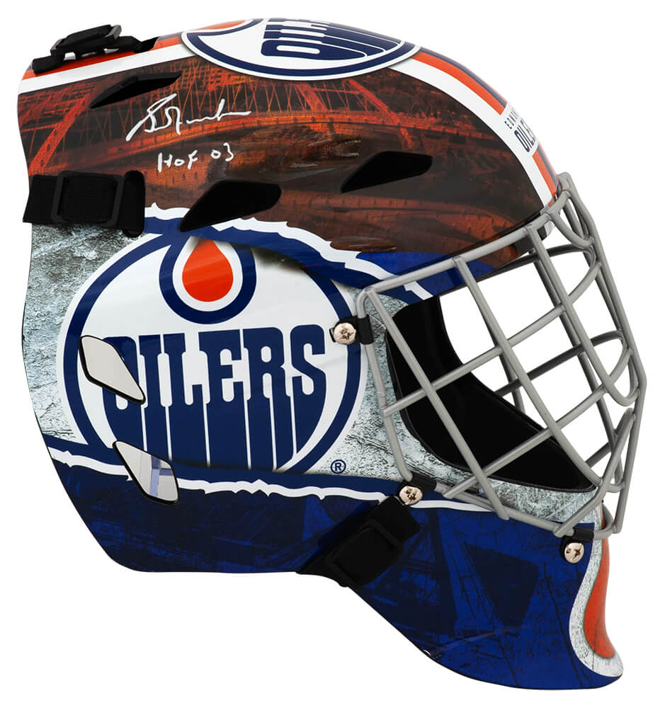 Grant Fuhr Signed Edmonton Oilers Franklin Replica Street Hockey Goalie Mask w/HOF'03 - FUHMAS413 - Grant Fuhr Signed Edmonton Oilers Franklin Replica Street Hockey Goalie Mask w/HOF'03 product image