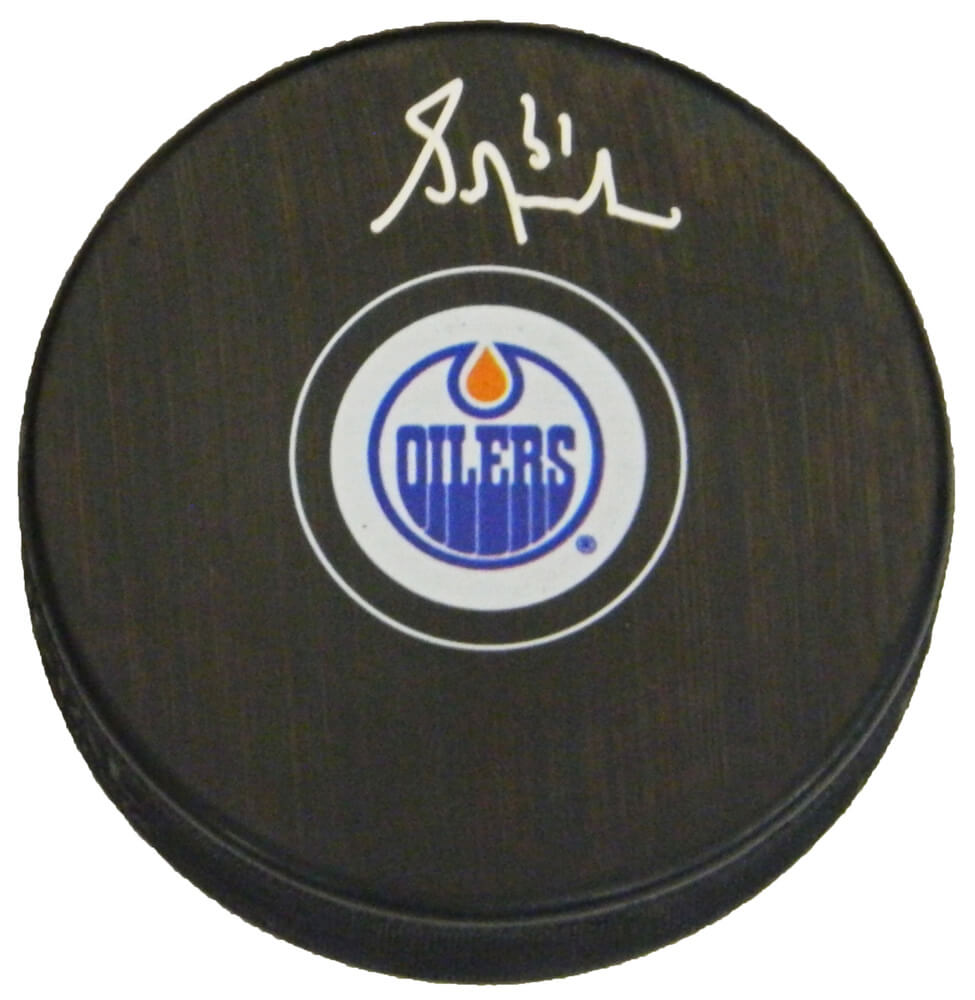Grant Fuhr Signed Edmonton Oilers Logo Hockey Puck - FUHPUC401 - Grant Fuhr Signed Edmonton Oilers Logo Hockey Puck product image