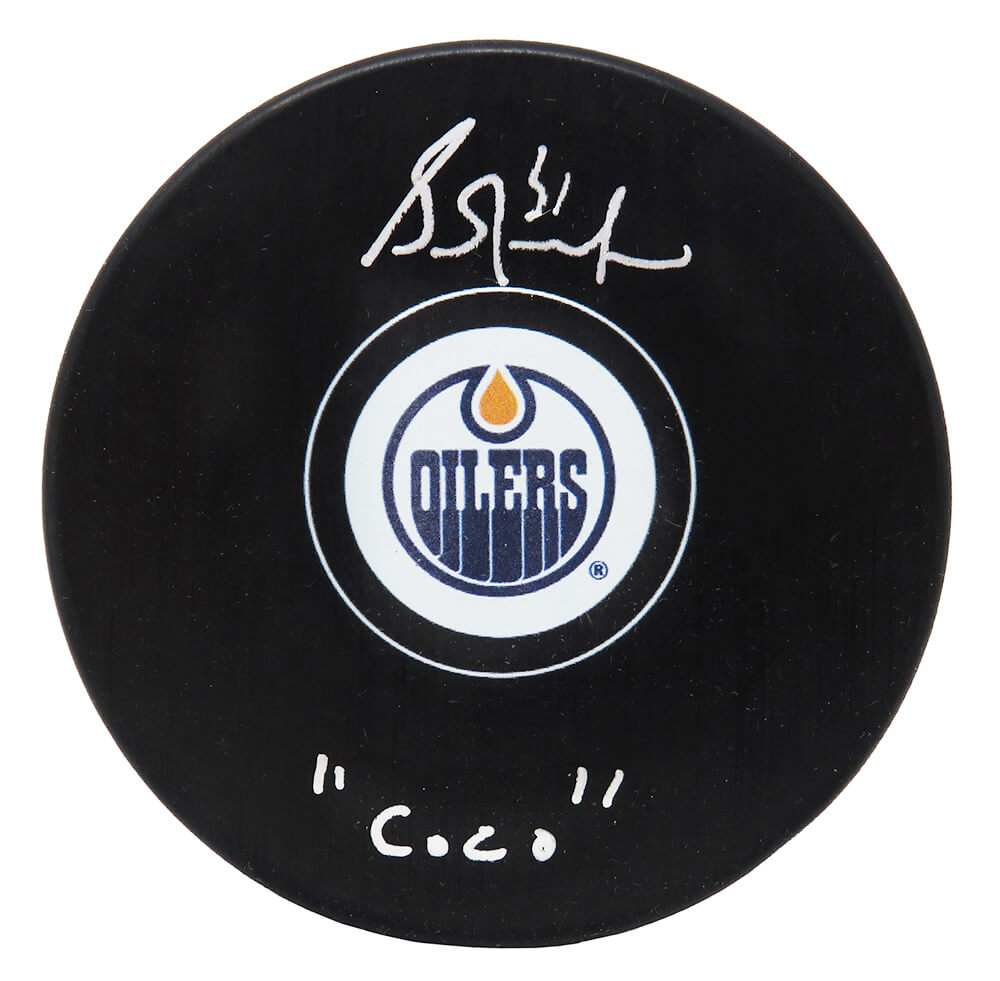 Grant Fuhr Signed Edmonton Oilers Logo Hockey Puck w/Coco - FUHPUC405 - Grant Fuhr Signed Edmonton Oilers Logo Hockey Puck w/Coco product image