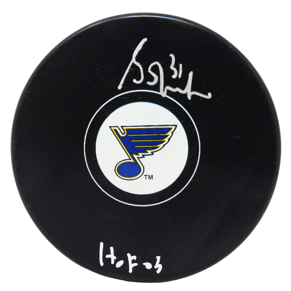 Grant Fuhr Signed St Louis Blues Logo Hockey Puck w/HOF'03 - FUHPUC406 - Grant Fuhr Signed St Louis Blues Logo Hockey Puck w/HOF'03 product image
