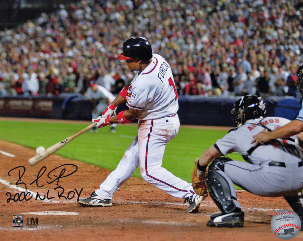 Rafael Furcal Signed Atlanta Braves Swinging Action 8x10 Photo w/2000 NL ROY - FUR08P104 - Rafael Furcal Signed Atlanta Braves Swinging Action 8x10 Photo w/2000 NL ROY product image
