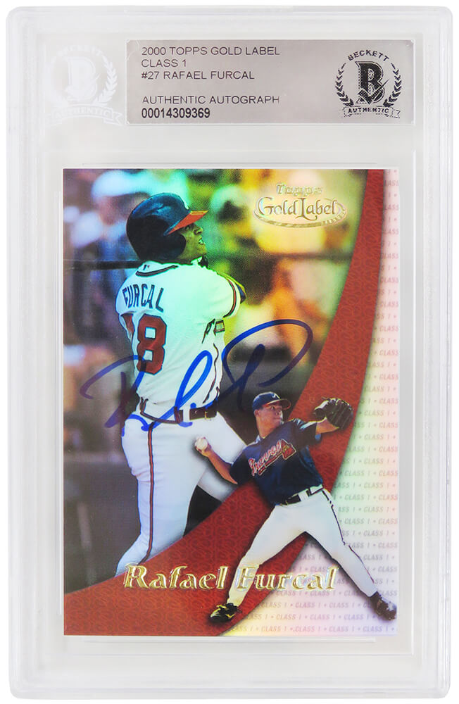 Rafael Furcal Signed Atlanta Braves 2000 Topps Gold Label Baseball Rookie Card #27 - (Beckett Encapsulated) - FURCAR101 - Rafael Furcal Signed Atlanta Braves 2000 Topps Gold Label Baseball Rookie Card #27 - (Beckett Encapsulated) product image