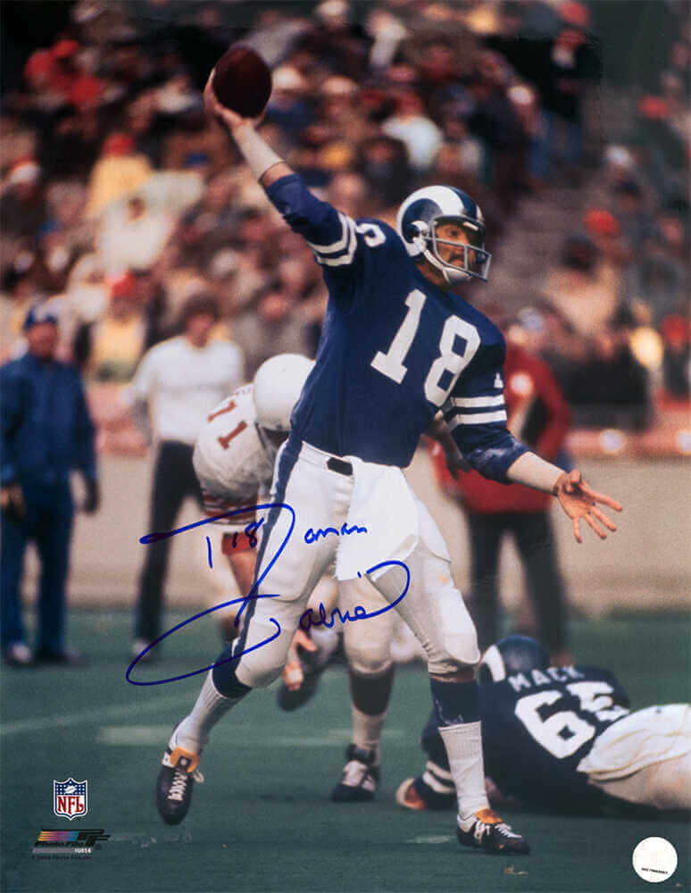 Roman Gabriel Signed Los Angeles Rams Blue Jersey Passing 16x20 Photo - GAB16P300TW - Roman Gabriel Signed Los Angeles Rams Blue Jersey Passing 16x20 Photo product image