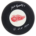 Bill Gadsby Signed Detroit Red Wings Logo Hockey Puck w/HOF 1970 - GADPUC401 - Bill Gadsby Signed Detroit Red Wings Logo Hockey Puck w/HOF 1970 product image