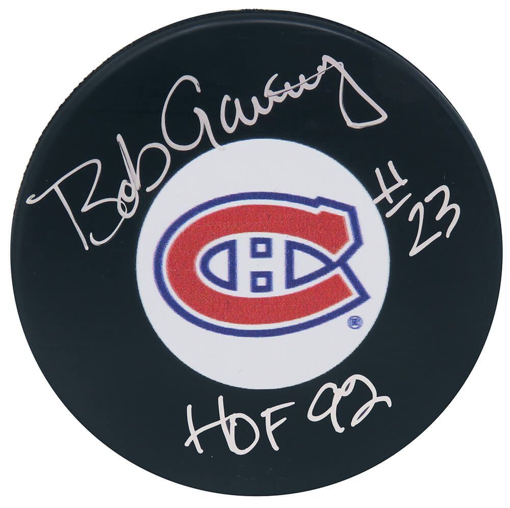 Bob Gainey Signed Montreal Canadiens Logo Hockey Puck w/HOF'92 - GAIPUC400 - Bob Gainey Signed Montreal Canadiens Logo Hockey Puck w/HOF'92 product image