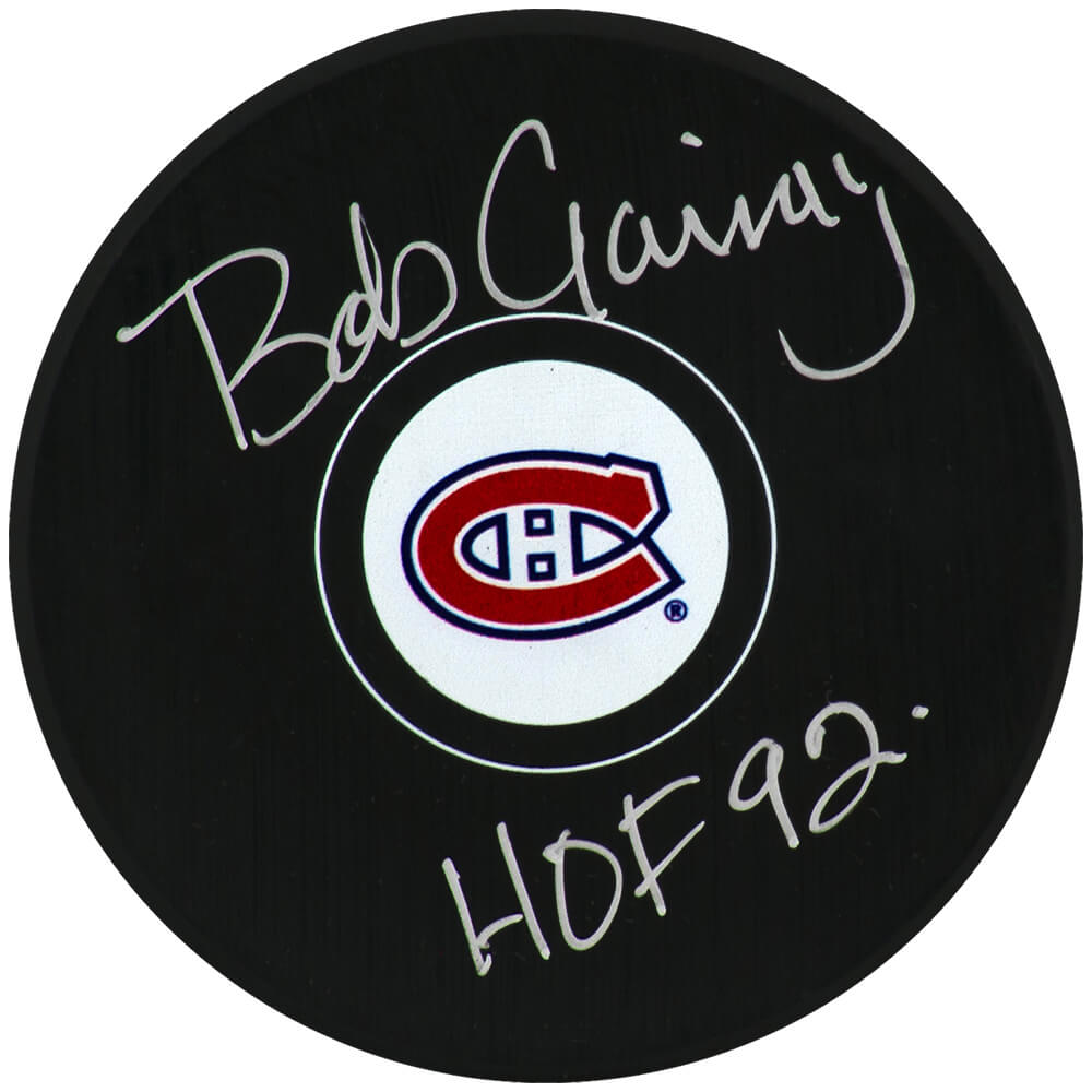 Bob Gainey Signed Canadiens (Small Logo) Hockey Puck w/HOF'92 - GAIPUC401 - Bob Gainey Signed Canadiens (Small Logo) Hockey Puck w/HOF'92 product image