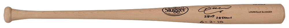 Armando Galarraga Signed Louisville Slugger Pro Stock Blonde Baseball Bat w/28 Up 28 Down 6-2-10 - GALBAT100 - Armando Galarraga Signed Louisville Slugger Pro Stock Blonde Baseball Bat w/28 Up 28 Down 6-2-10 product image