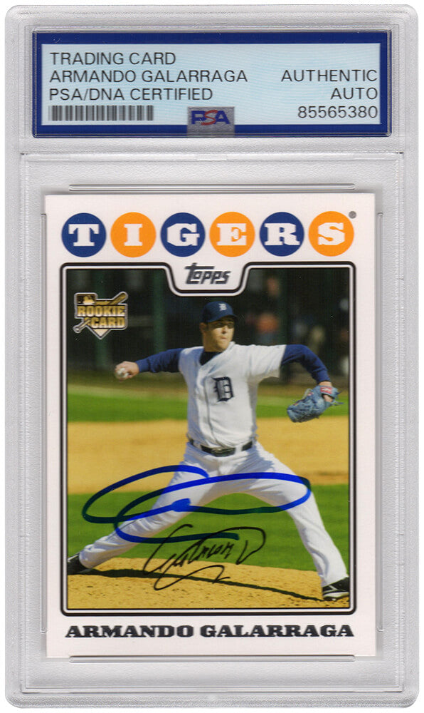 Armando Galarraga Signed Detroit Tigers 2008 Topps Update Rookie Baseball Card #UH153 - (PSA Encapsulated) - GALCAR100 - Armando Galarraga Signed Detroit Tigers 2008 Topps Update Rookie Baseball Card #UH153 - (PSA Encapsulated) product image