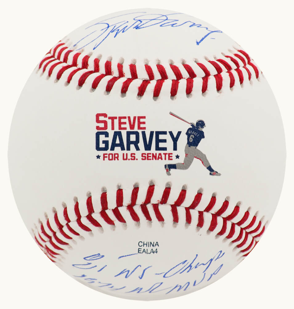 Steve Garvey Signed Steve Garvey For U.S. Senate Logo Rawlings Baseball w/81 Champs, 1974 MVP - GARBSB116 - Steve Garvey Signed Steve Garvey For U.S. Senate Logo Rawlings Baseball w/81 Champs, 1974 MVP product image