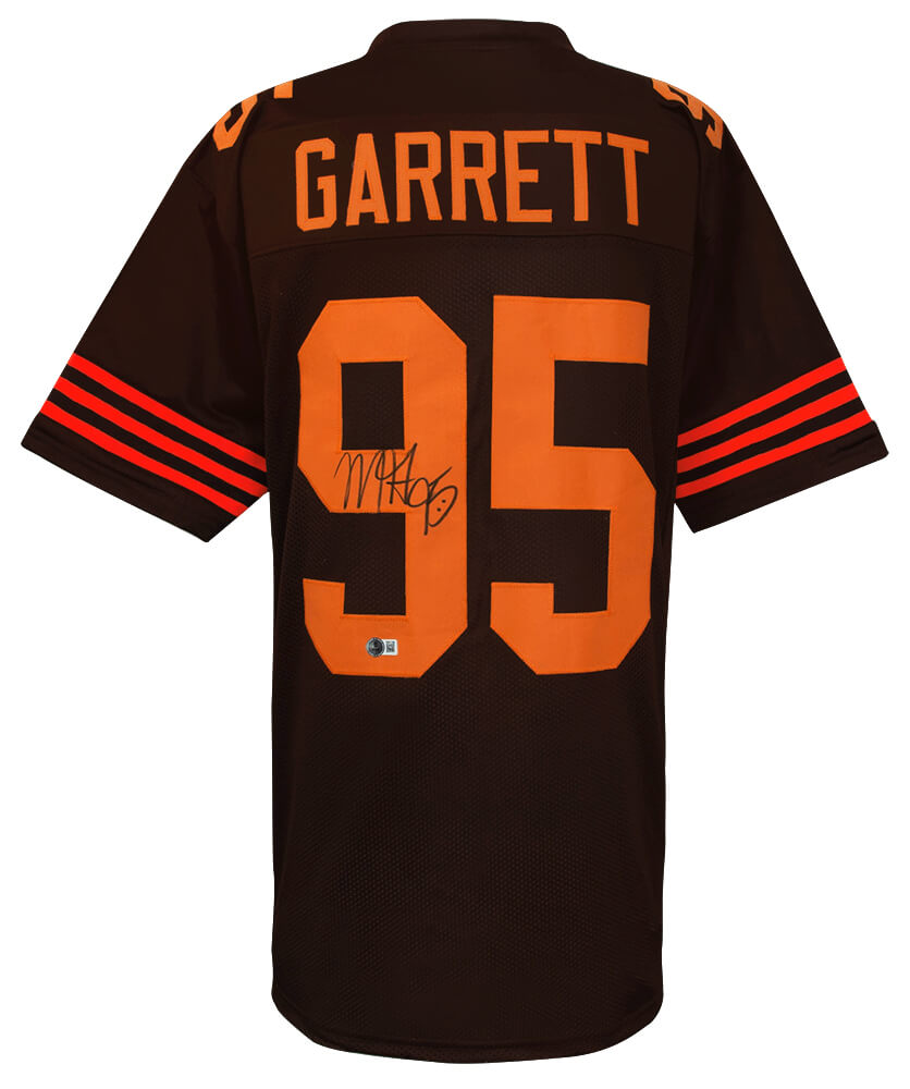 Myles Garrett Signed Brown With Orange #'s Custom Football Jersey (Beckett) - GARJRY301 - Myles Garrett Signed Brown With Orange #'s Custom Football Jersey (Beckett) product image