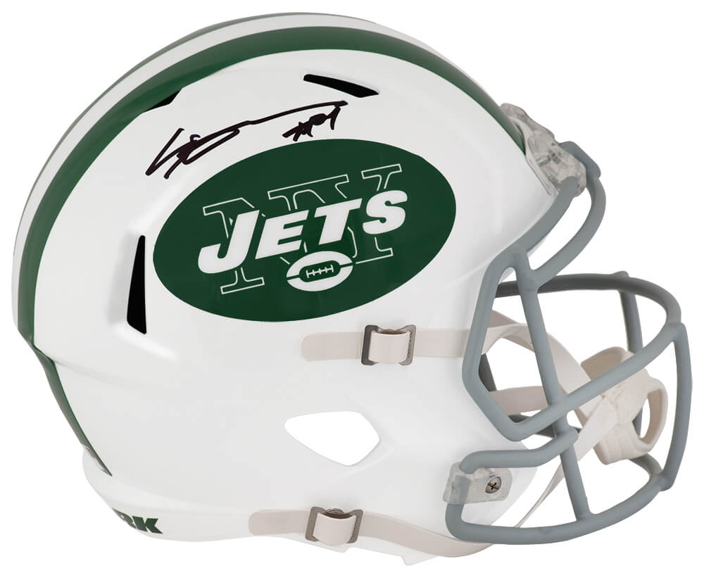 Sauce Gardner Signed NY Jets Riddell White Full Size Speed Replica Helmet - (Fanatics)  (In Black) - GARREP311 - Sauce Gardner Signed NY Jets Riddell White Full Size Speed Replica Helmet - (Fanatics) (In Black) product image