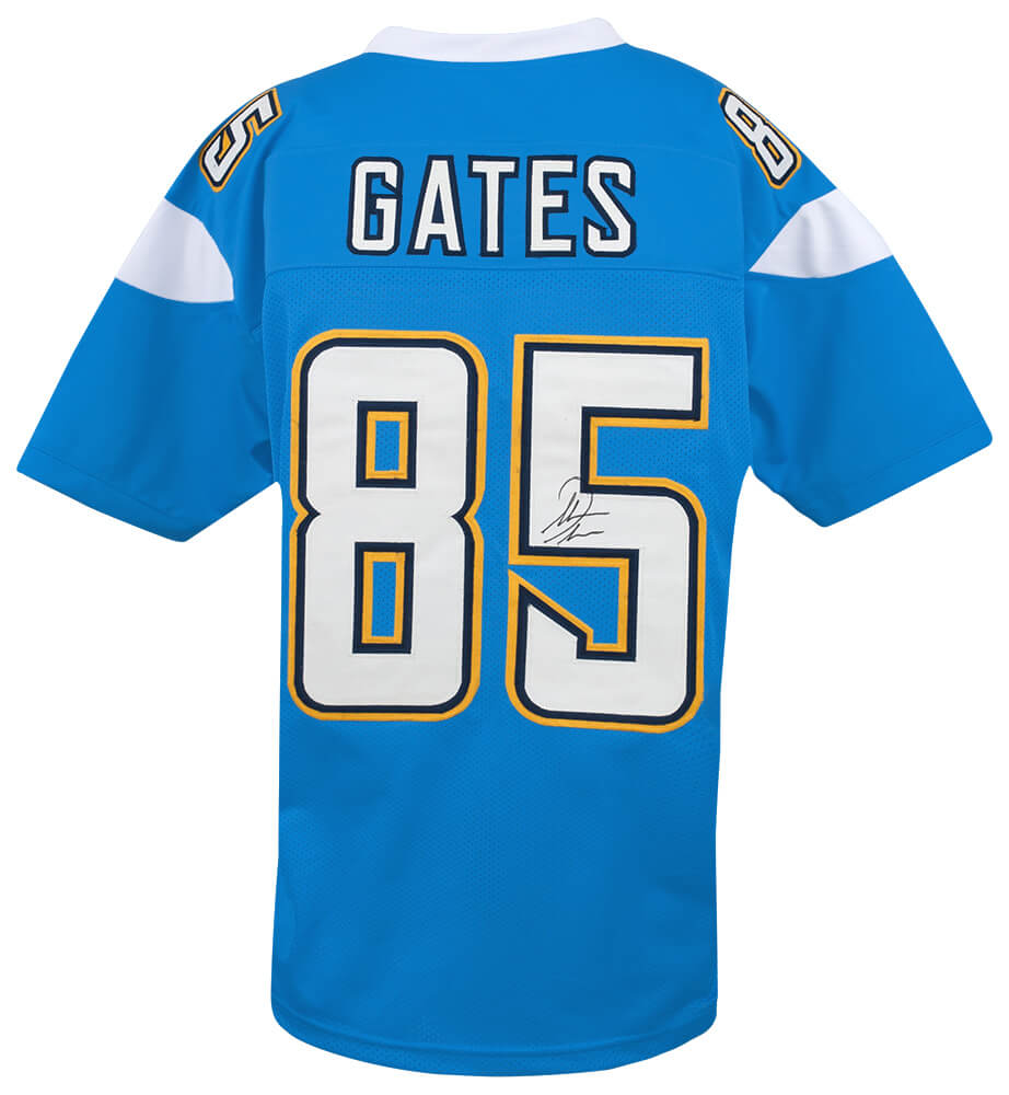 Antonio Gates Signed Light Blue Custom Football Jersey - GATJRY302 - Antonio Gates Signed Light Blue Custom Football Jersey product image