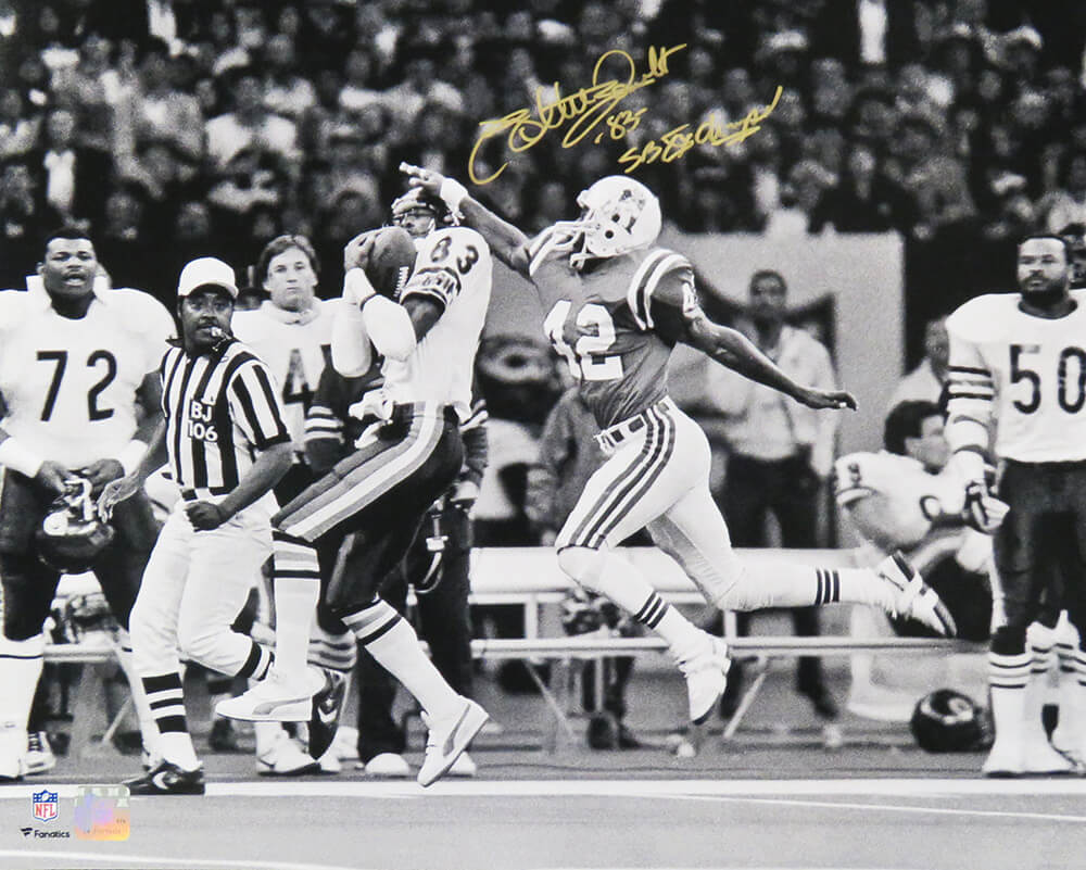 Willie Gault Signed Chicago Bears Super Bowl XX Catch B&W 16x20 Photo w/SB XX Champs - GAU16P301 - Willie Gault Signed Chicago Bears Super Bowl XX Catch B&W 16x20 Photo w/SB XX Champs product image