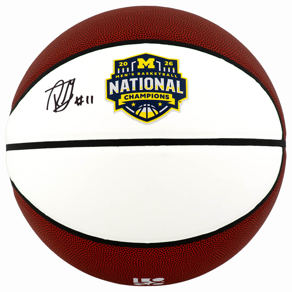 Roddy Gayle Jr. Signed Michigan Wolverines 2026 National Champions White Logo Basketball - GAYBSK200 - Roddy Gayle Jr. Signed Michigan Wolverines 2026 National Champions White Logo Basketball product image