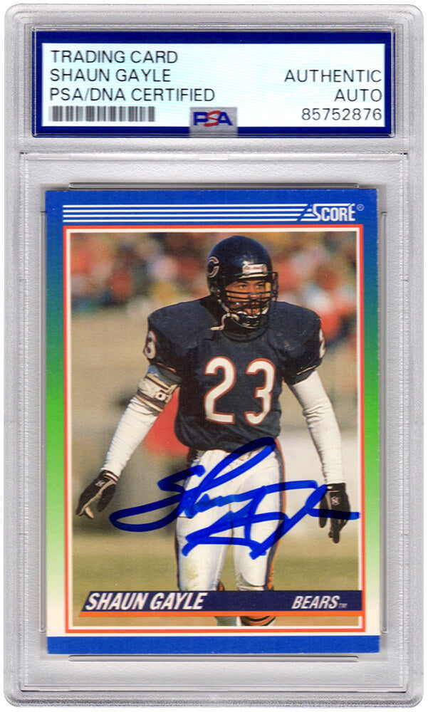 Shaun Gayle Signed Chicago Bears 1990 Score Rookie Football Trading Card #431 - (PSA Encapsulated) - GAYCAR302 - Shaun Gayle Signed Chicago Bears 1990 Score Rookie Football Trading Card #431 - (PSA Encapsulated) product image