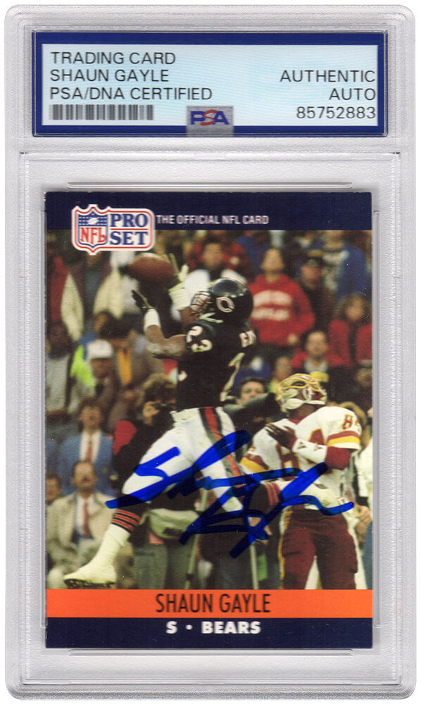 Shaun Gayle Signed Chicago Bears 1990 Pro-Set Rookie Football Trading Card #450 - (PSA Encapsulated) - GAYCAR303 - Shaun Gayle Signed Chicago Bears 1990 Pro-Set Rookie Football Trading Card #450 - (PSA Encapsulated) product image