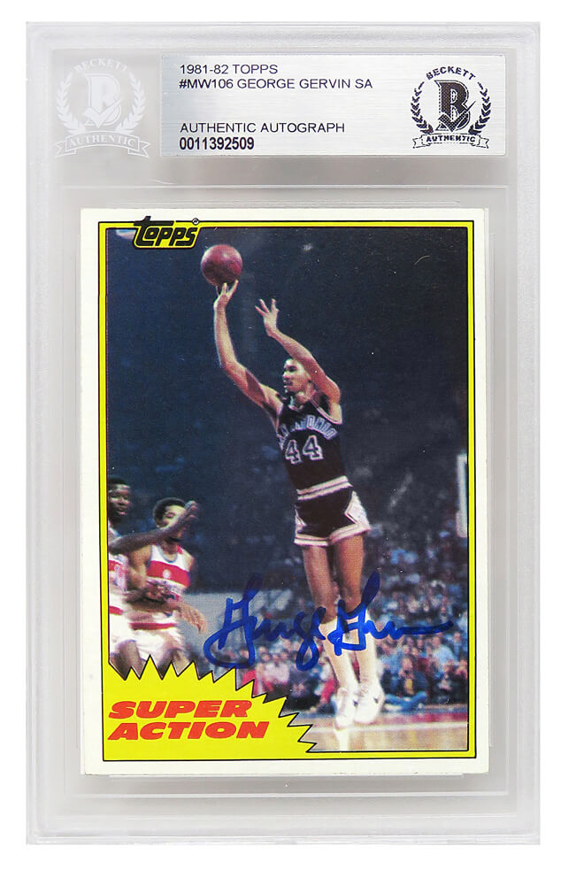 George Gervin Signed San Antonio Spurs 1981 Topps Basketball Trading Card #106 - (Beckett Encapsulated) - GERCAR203 - George Gervin Signed San Antonio Spurs 1981 Topps Basketball Trading Card #106 - (Beckett Encapsulated) product image