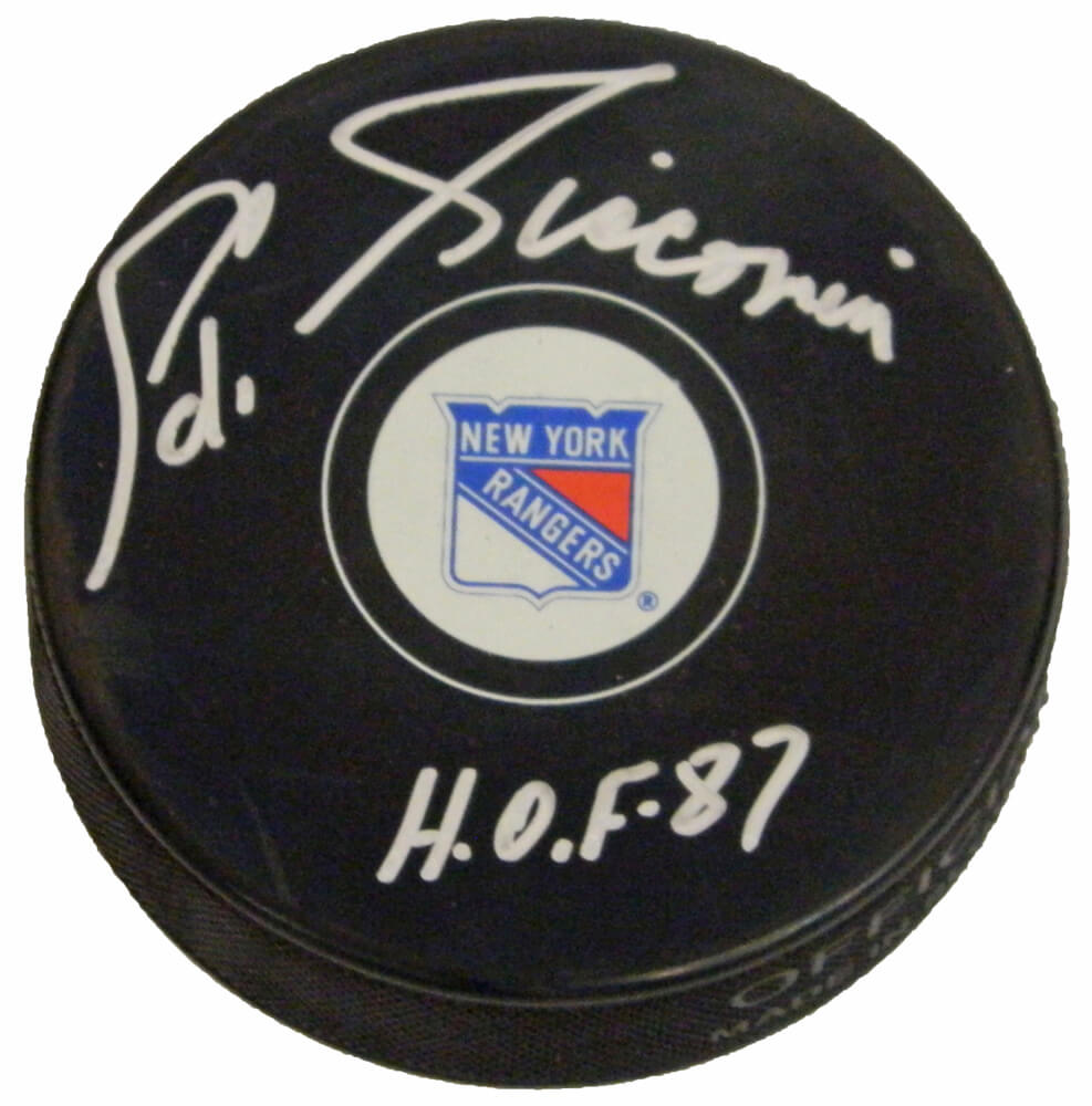 Ed Giacomin Signed New York Rangers Logo Hockey Puck w/HOF 87 - GIAPUC400 - Ed Giacomin Signed New York Rangers Logo Hockey Puck w/HOF 87 product image