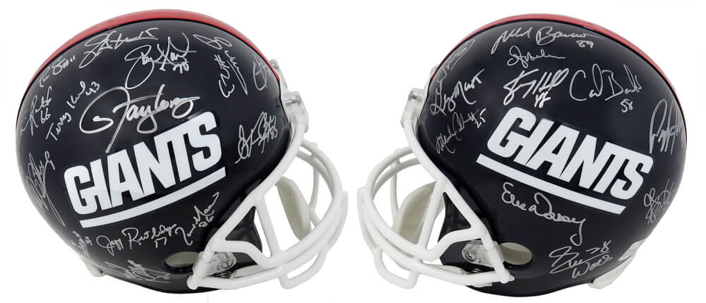 New York Giants Super Bowl XXI / XXV Team Signed Giants Throwback Riddell Full Size Replica Helmet (28 Sigs) - GIAREP300 - New York Giants Super Bowl XXI / XXV Team Signed Giants Throwback Riddell Full Size Replica Helmet (28 Sigs) product image