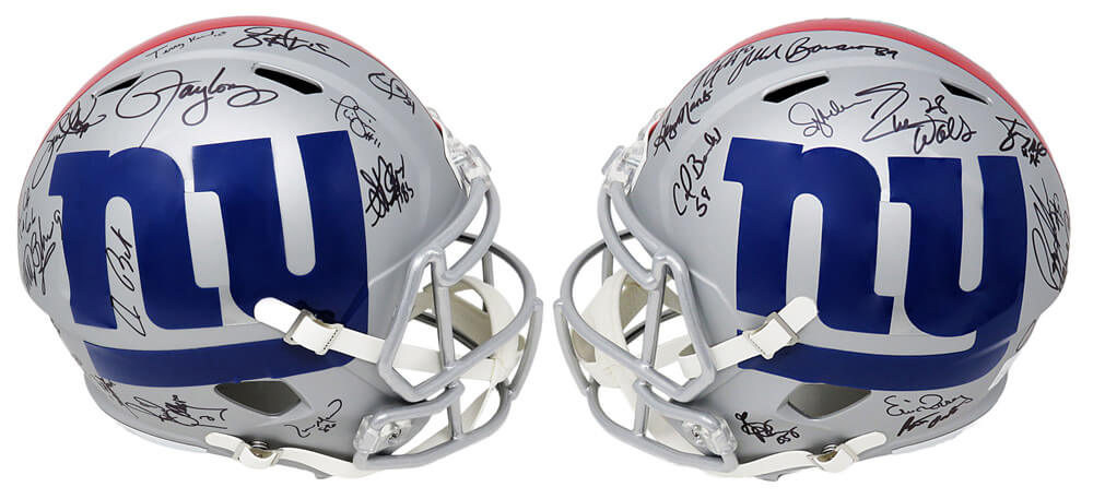 New York Giants Super Bowl XXI / XXV Team Signed New York Giants AMP Alternate Series Riddell Speed Full Size Replica Helmet (28 Sigs) - GIAREP303 - New York Giants Super Bowl XXI / XXV Team Signed New York Giants AMP Alternate Series Riddell Speed Full Size Replica Helmet (28 Sigs) product image