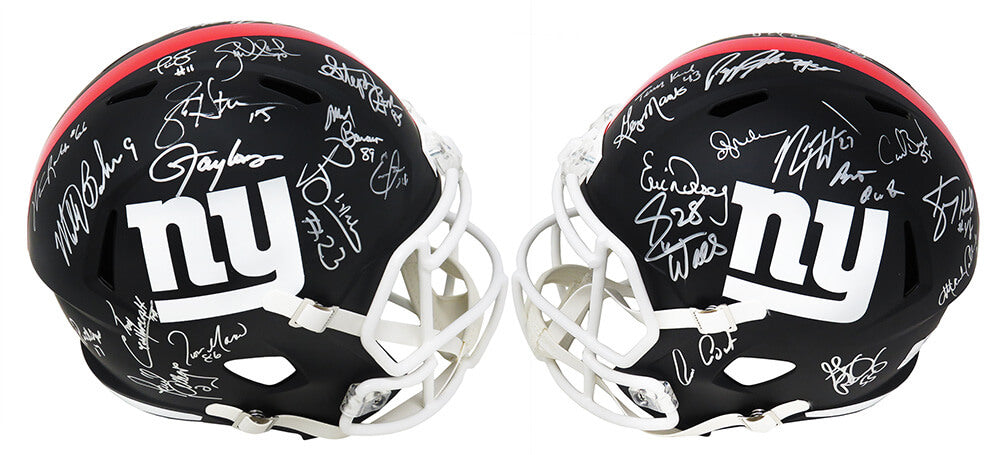 New York Giants Super Bowl XXI / XXV Team Signed Giants Flat Black Matte Riddell Speed Full Size Replica Helmet (27 Sigs) - GIAREP304 - New York Giants Super Bowl XXI / XXV Team Signed Giants Flat Black Matte Riddell Speed Full Size Replica Helmet (27 Sigs) product image