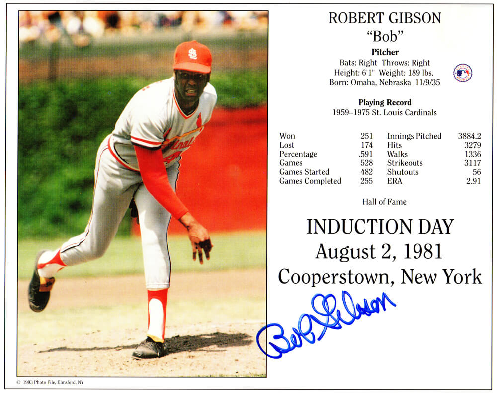 Bob Gibson Signed St. Louis Cardinals Hall of Fame Induction Day 8x10 Photo - GIB08P103 - Bob Gibson Signed St. Louis Cardinals Hall of Fame Induction Day 8x10 Photo product image