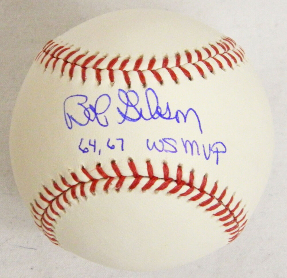 Bob Gibson Signed MLB Baseball w/64,67 WS MVP - GIBBSB103 - Bob Gibson Signed MLB Baseball w/64,67 WS MVP product image