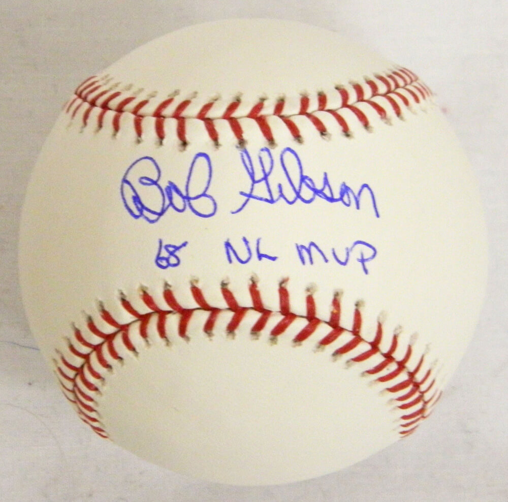 Bob Gibson Signed MLB Baseball w/68 NL MVP - GIBBSB104 - Bob Gibson Signed MLB Baseball w/68 NL MVP product image