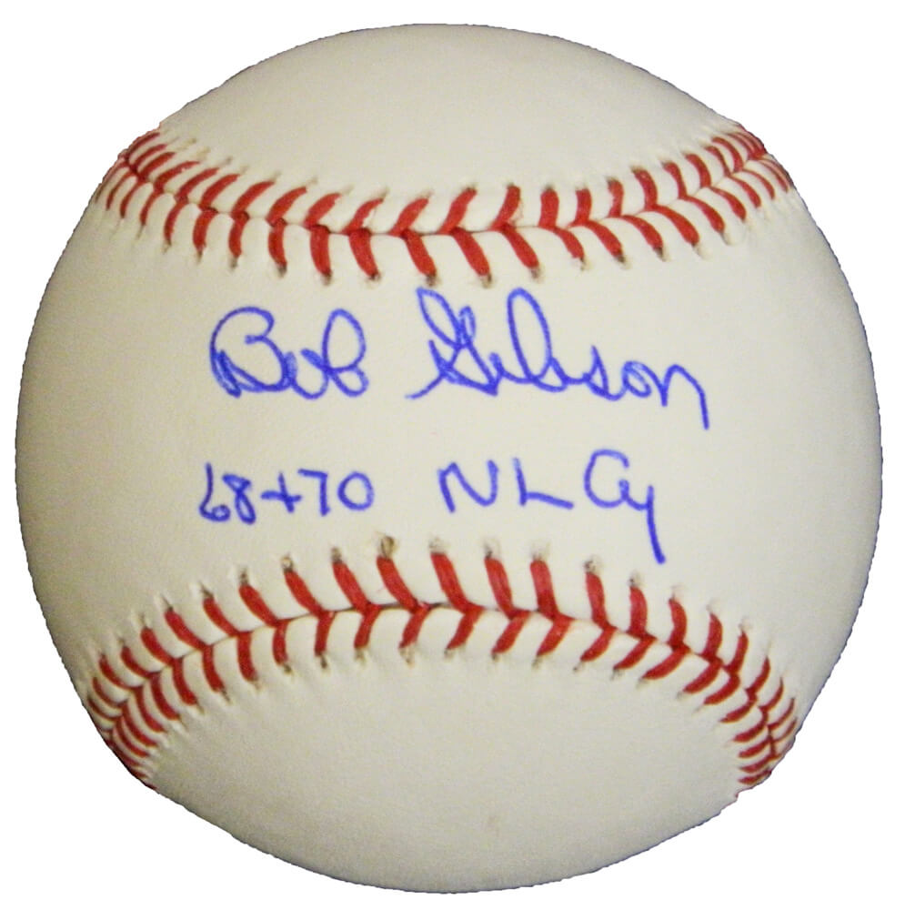 Bob Gibson Signed Rawlings MLB Baseball w/68, 70 NL Cy - GIBBSB105 - Bob Gibson Signed Rawlings MLB Baseball w/68, 70 NL Cy product image