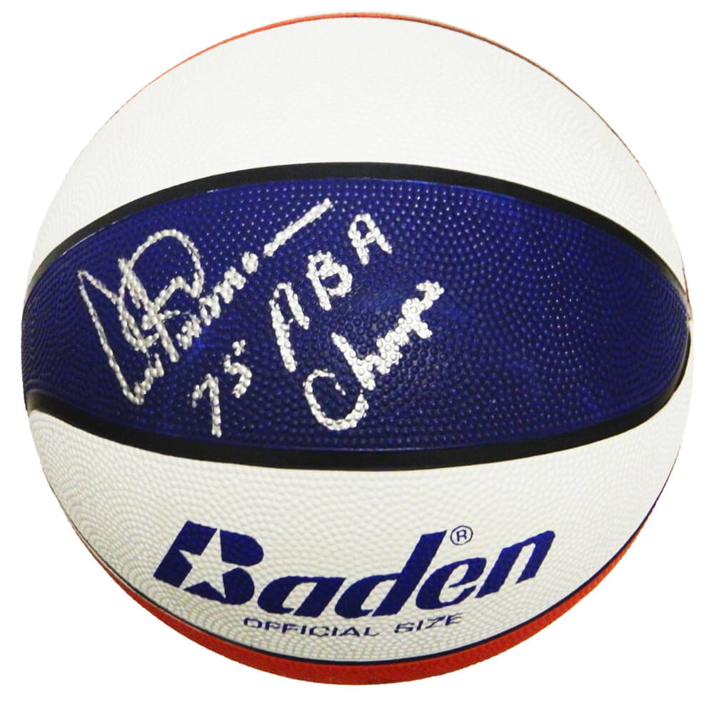 Artis Gilmore Signed Baden Red, White & Blue Basketball w/75 ABA Champs - GILBSK204 - Artis Gilmore Signed Baden Red, White & Blue Basketball w/75 ABA Champs product image