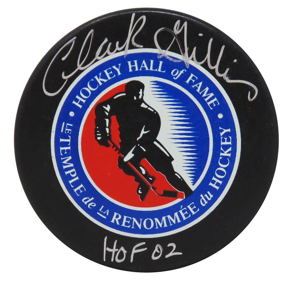 Clark Gillies Signed Hall of Fame Logo Hockey Puck w/HOF'02 - GILPUC402 - Clark Gillies Signed Hall of Fame Logo Hockey Puck w/HOF'02 product image