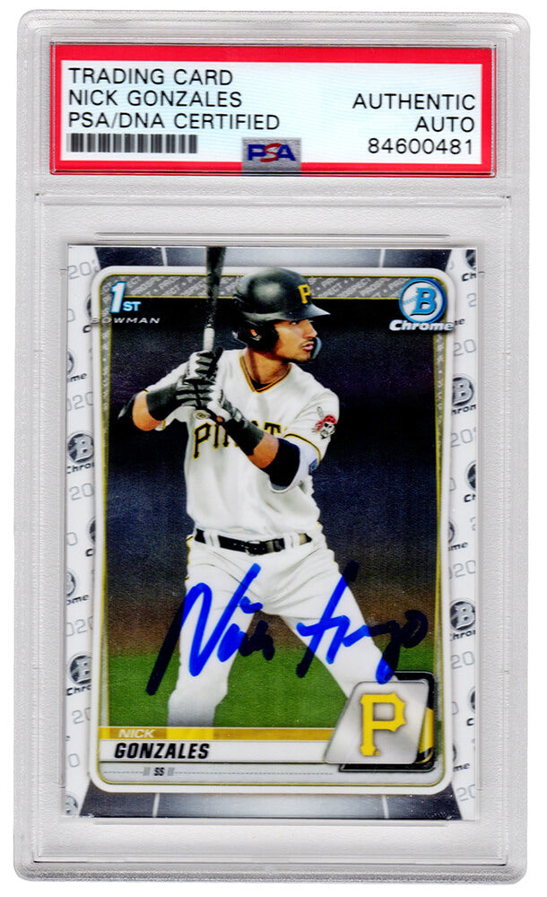 Nick Gonzales Signed Pittsburgh Pirates 2020 Topps Bowman Chrome Baseball Rookie Card #BD-81 (PSA/DNA Encapsulated) - GONCAR103 - Nick Gonzales Signed Pittsburgh Pirates 2020 Topps Bowman Chrome Baseball Rookie Card #BD-81 (PSA/DNA Encapsulated) product image