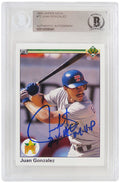 Juan Gonzalez Signed Texas Rangers 1990 Upper Deck Rookie Baseball Card #72 w/2x AL MVP - (Beckett Encapsulated) - GONCAR122 - Juan Gonzalez Signed Texas Rangers 1990 Upper Deck Rookie Baseball Card #72 w/2x AL MVP - (Beckett Encapsulated) product image
