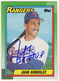 Juan Gonzalez Signed Texas Rangers 1990 Topps Rookie Baseball Card #331 w/2x MVP - GONCAR132 - Juan Gonzalez Signed Texas Rangers 1990 Topps Rookie Baseball Card #331 w/2x MVP product image