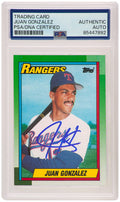 Juan Gonzalez Signed Texas Rangers 1990 Topps Rookie Baseball Card #331 - (PSA Encapsulated) - GONCAR135 - Juan Gonzalez Signed Texas Rangers 1990 Topps Rookie Baseball Card #331 - (PSA Encapsulated) product image