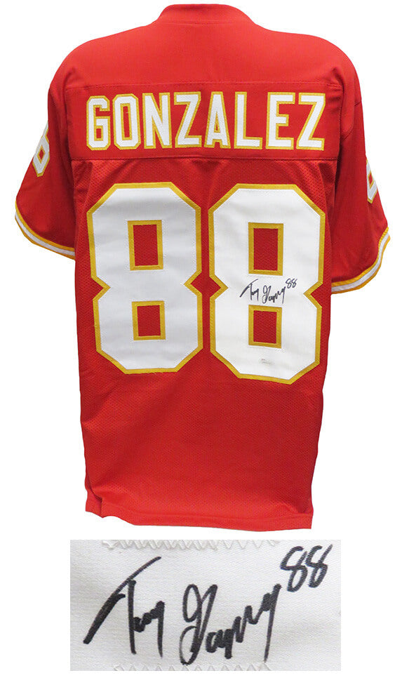Tony Gonzalez Signed Red Custom Football Jersey (JSA) - GONJRY302 - Tony Gonzalez Signed Red Custom Football Jersey (JSA) product image