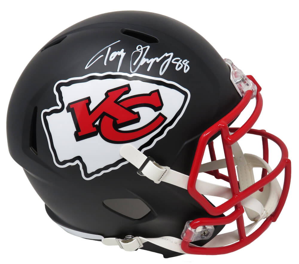 Tony Gonzalez Signed Kansas City Chiefs Flat Black Matte Riddell Full Size Replica Speed Helmet - GONREP303 - Tony Gonzalez Signed Kansas City Chiefs Flat Black Matte Riddell Full Size Replica Speed Helmet product image