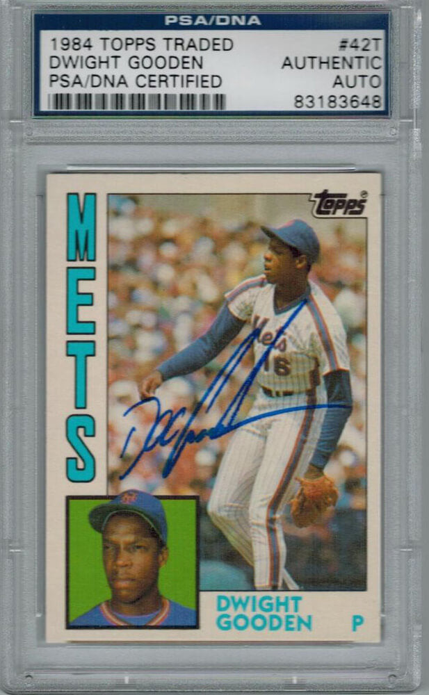 Dwight Gooden Signed Mets 1984 Topps Traded Rookie Card #42T -PSA - GOOCAR101 - Dwight Gooden Signed Mets 1984 Topps Traded Rookie Card #42T -PSA product image