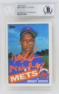 Dwight Gooden Signed New York Mets 1985 Topps Baseball Rookie Card #620 w/84 NL ROY - (Beckett Encapsulated) - GOOCAR110 - Dwight Gooden Signed New York Mets 1985 Topps Baseball Rookie Card #620 w/84 NL ROY - (Beckett Encapsulated) product image