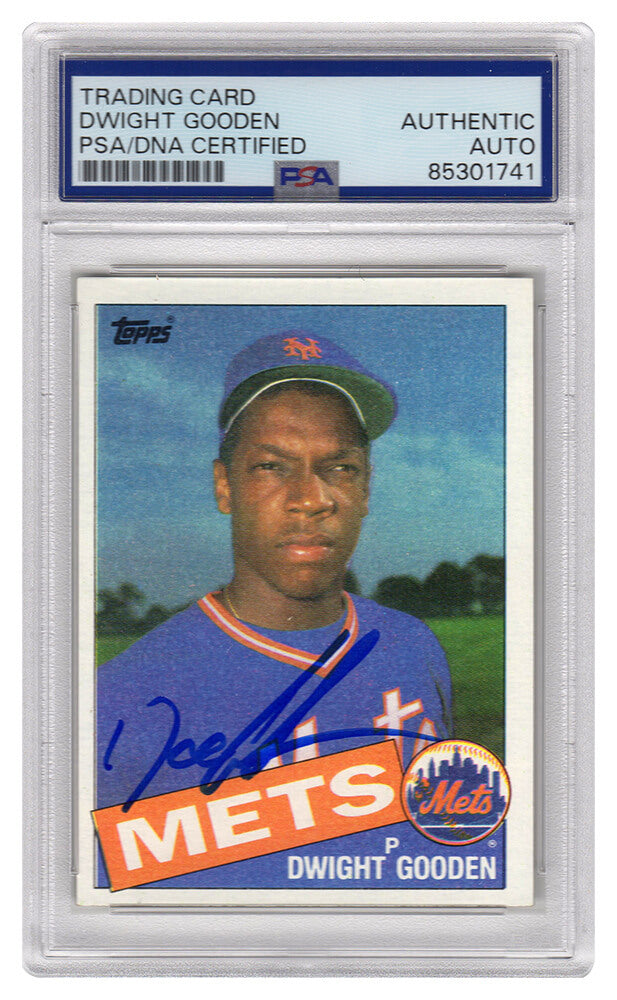 Dwight Gooden Signed NY Mets 1985 Topps Baseball Rookie Card #620 - (PSA Encapsulated) - GOOCAR115 - Dwight Gooden Signed NY Mets 1985 Topps Baseball Rookie Card #620 - (PSA Encapsulated) product image