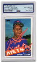 Dwight Gooden Signed Mets 1985 Topps Rookie Baseball Card #620 w/84 NL ROY (In Orange) - (PSA Encapsulated) - GOOCAR119 - Dwight Gooden Signed Mets 1985 Topps Rookie Baseball Card #620 w/84 NL ROY (In Orange) - (PSA Encapsulated) product image