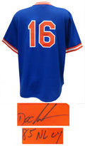Dwight 'Doc' Gooden Signed New York Mets M&N Throwback Blue Batting Practice Baseball Jersey w/85 NL CY - GOOJRY102 - Dwight 'Doc' Gooden Signed New York Mets M&N Throwback Blue Batting Practice Baseball Jersey w/85 NL CY product image
