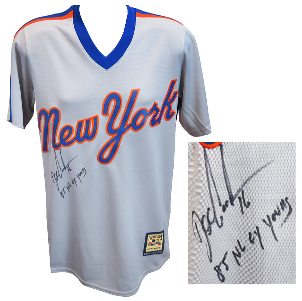 Dwight 'Doc' Gooden Signed New York Mets Grey Cooperstown Collection Majestic Replica Baseball Jersey w/85 NL Cy Young - GOOJRY103 - Dwight 'Doc' Gooden Signed New York Mets Grey Cooperstown Collection Majestic Replica Baseball Jersey w/85 NL Cy Young product image