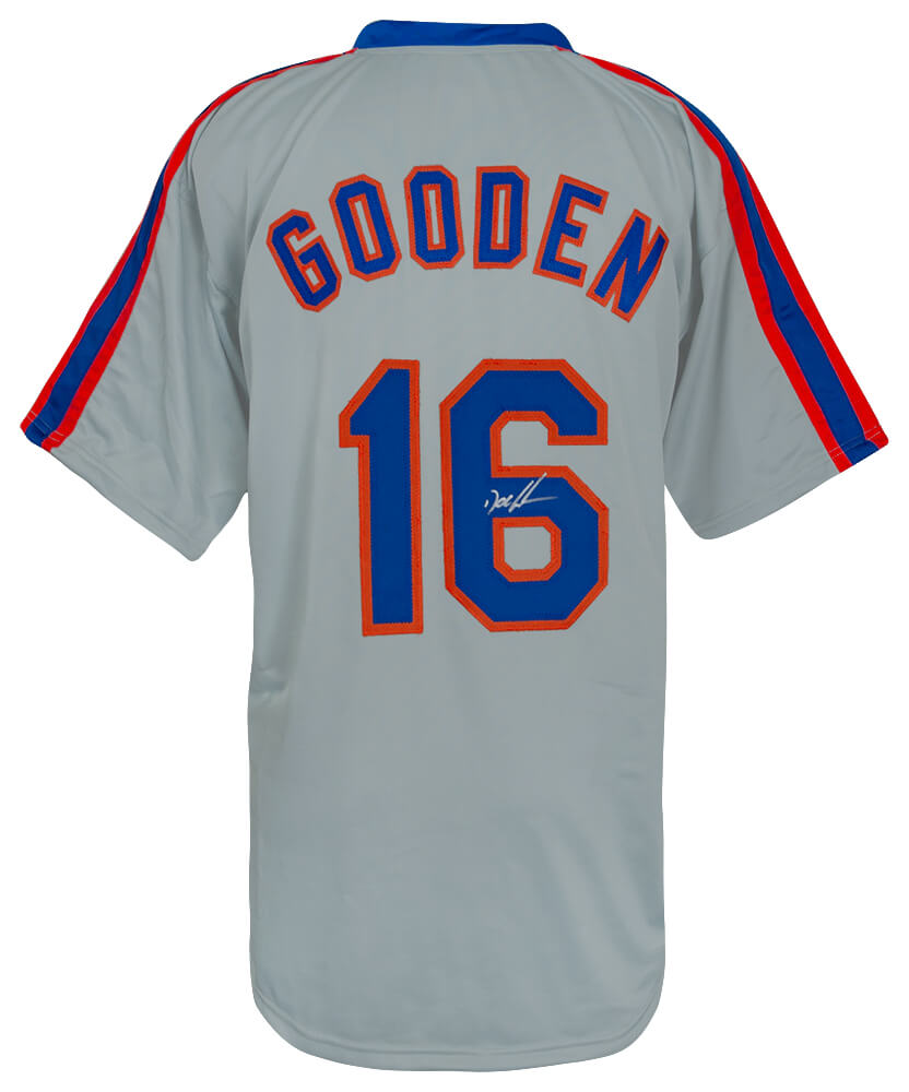 Dwight Gooden Signed Grey T/B Custom Baseball Jersey - GOOJRY105 - Dwight Gooden Signed Grey T/B Custom Baseball Jersey product image