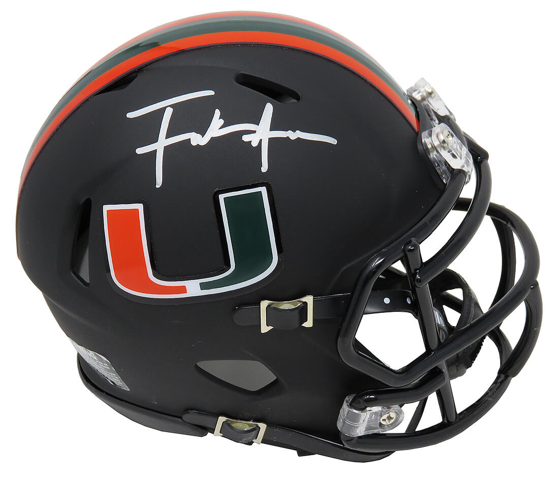 Frank Gore Signed Miami Hurricanes Black Riddell Speed Mini Helmet - GORMIN305 - Frank Gore Signed Miami Hurricanes Black Riddell Speed Mini Helmet product image