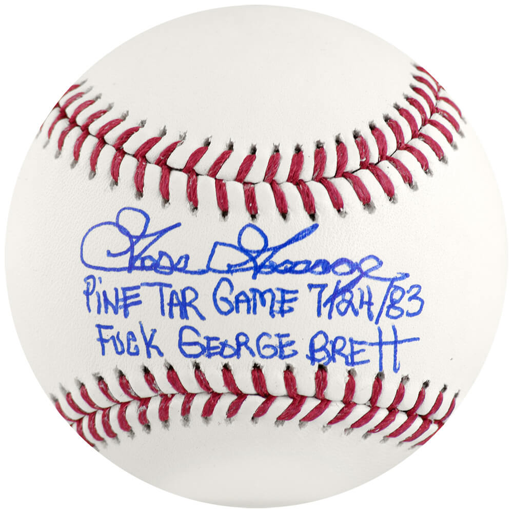 Goose Gossage Signed Rawlings MLB Baseball w/Pine Tar Game 7/24/83, F--k George Brett - GOSBSB104 - Goose Gossage Signed Rawlings MLB Baseball w/Pine Tar Game 7/24/83, F--k George Brett product image