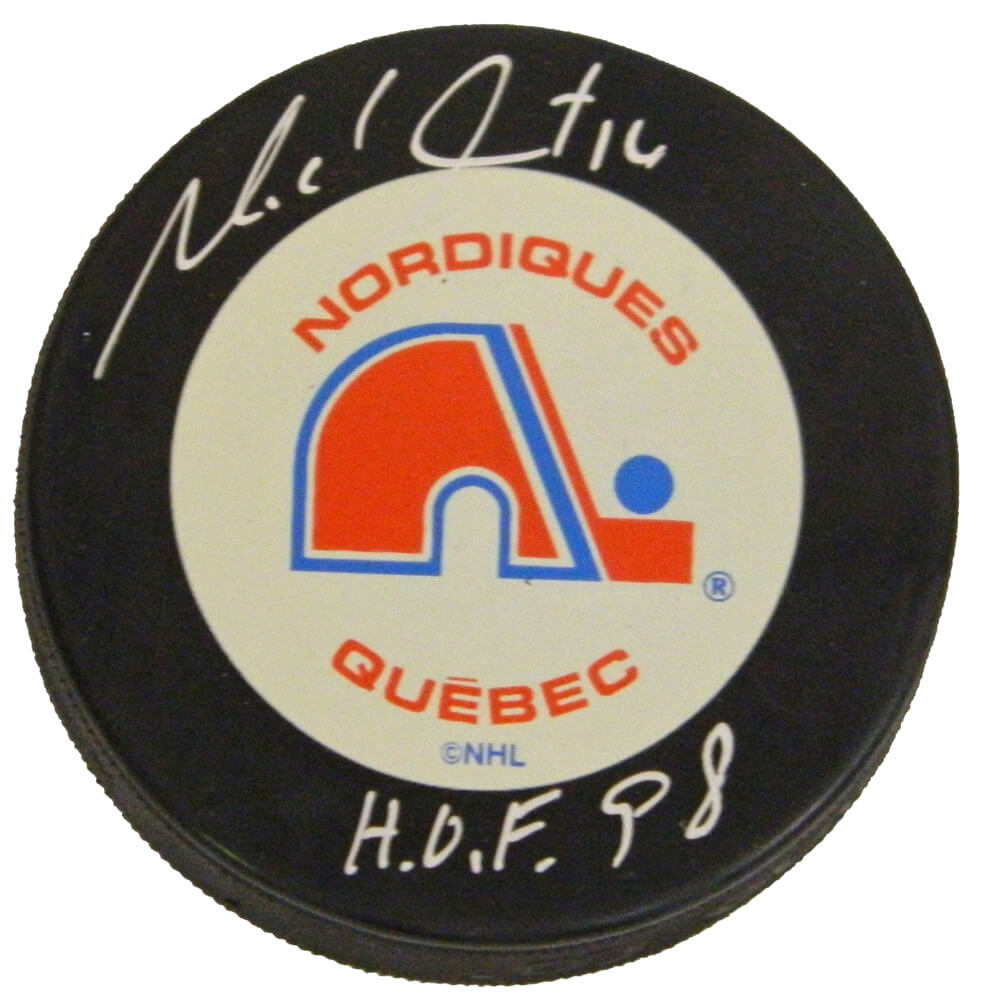 Michel Goulet Signed Nordiques Logo Hockey Puck w/HOF'98 - GOUPUC400 - Michel Goulet Signed Nordiques Logo Hockey Puck w/HOF'98 product image