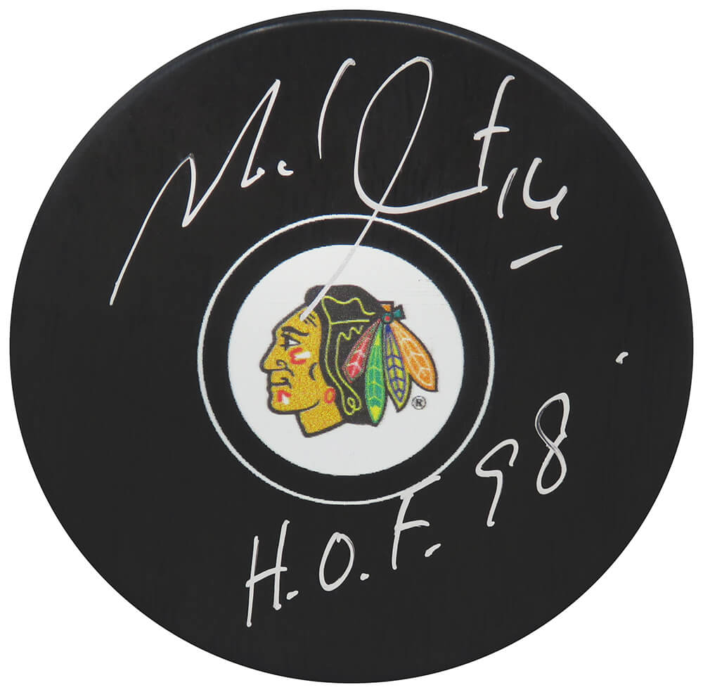 Michel Goulet Signed Chicago Blackhawks Logo Hockey Puck w/HOF'98 - GOUPUC405 - Michel Goulet Signed Chicago Blackhawks Logo Hockey Puck w/HOF'98 product image