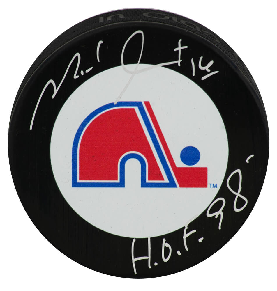 Michel Goulet Signed Quebec Nordiques Team Large Logo Hockey Puck w/HOF'98 - GOUPUC406 - Michel Goulet Signed Quebec Nordiques Team Large Logo Hockey Puck w/HOF'98 product image