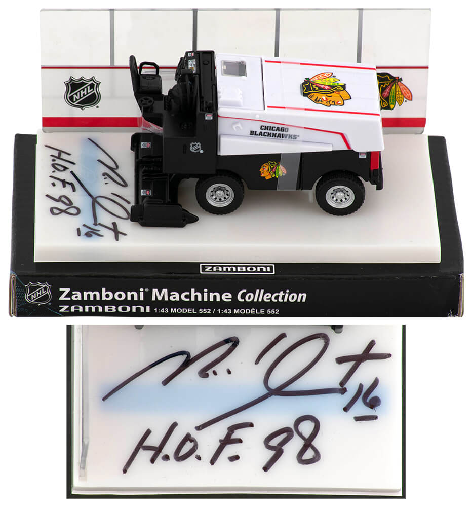 Michel Goulet Signed Chicago Blackhawks NHL Mini Zamboni w/HOF'98 - GOUZAM400 - Michel Goulet Signed Chicago Blackhawks NHL Mini Zamboni w/HOF'98 product image